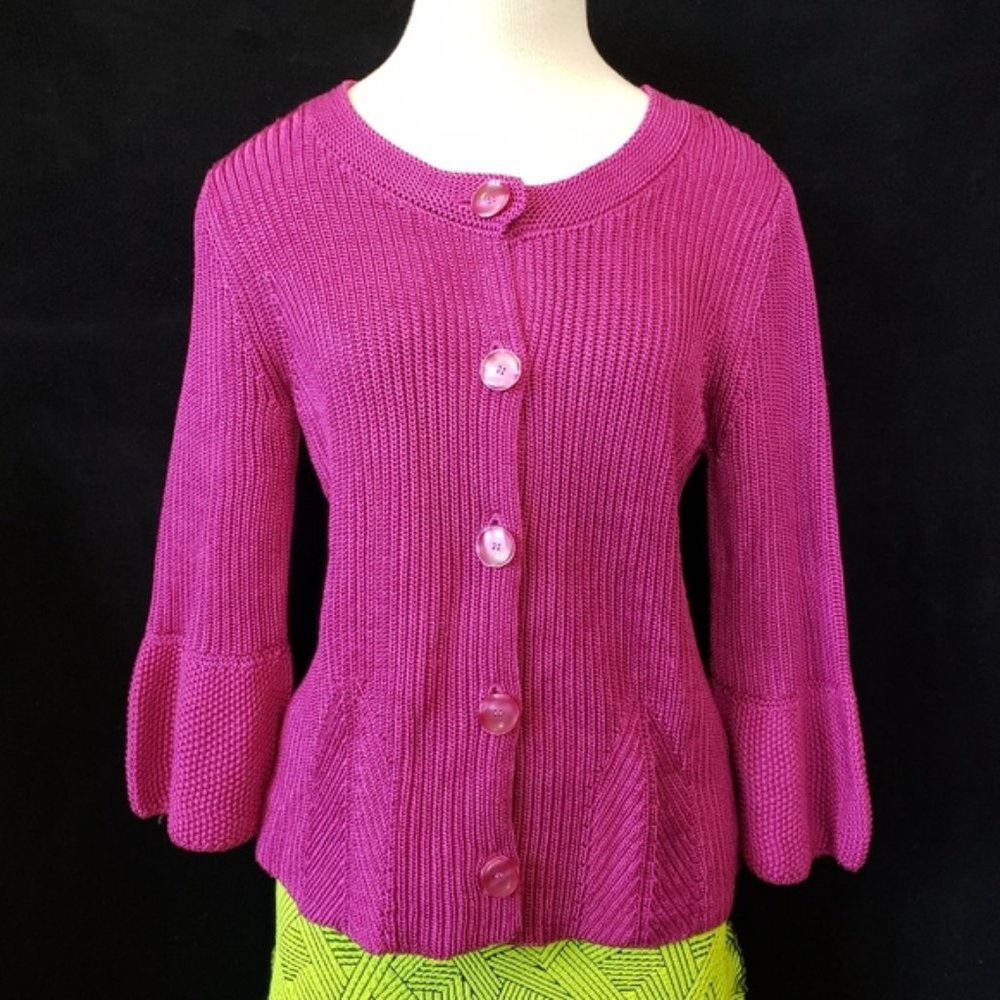 Jones New York Magenta Cardigan Sweater